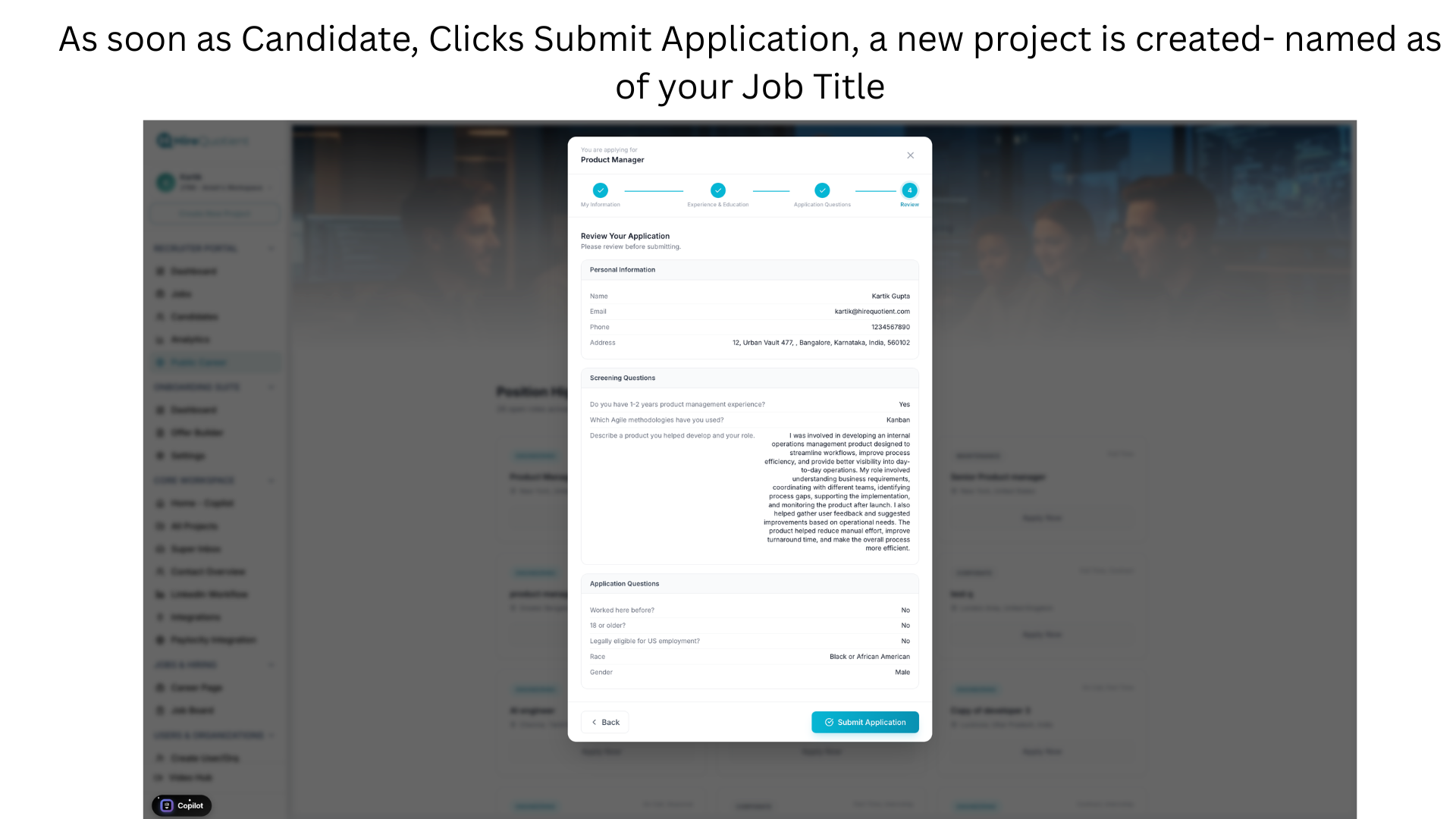 Submit, and the application opens a project