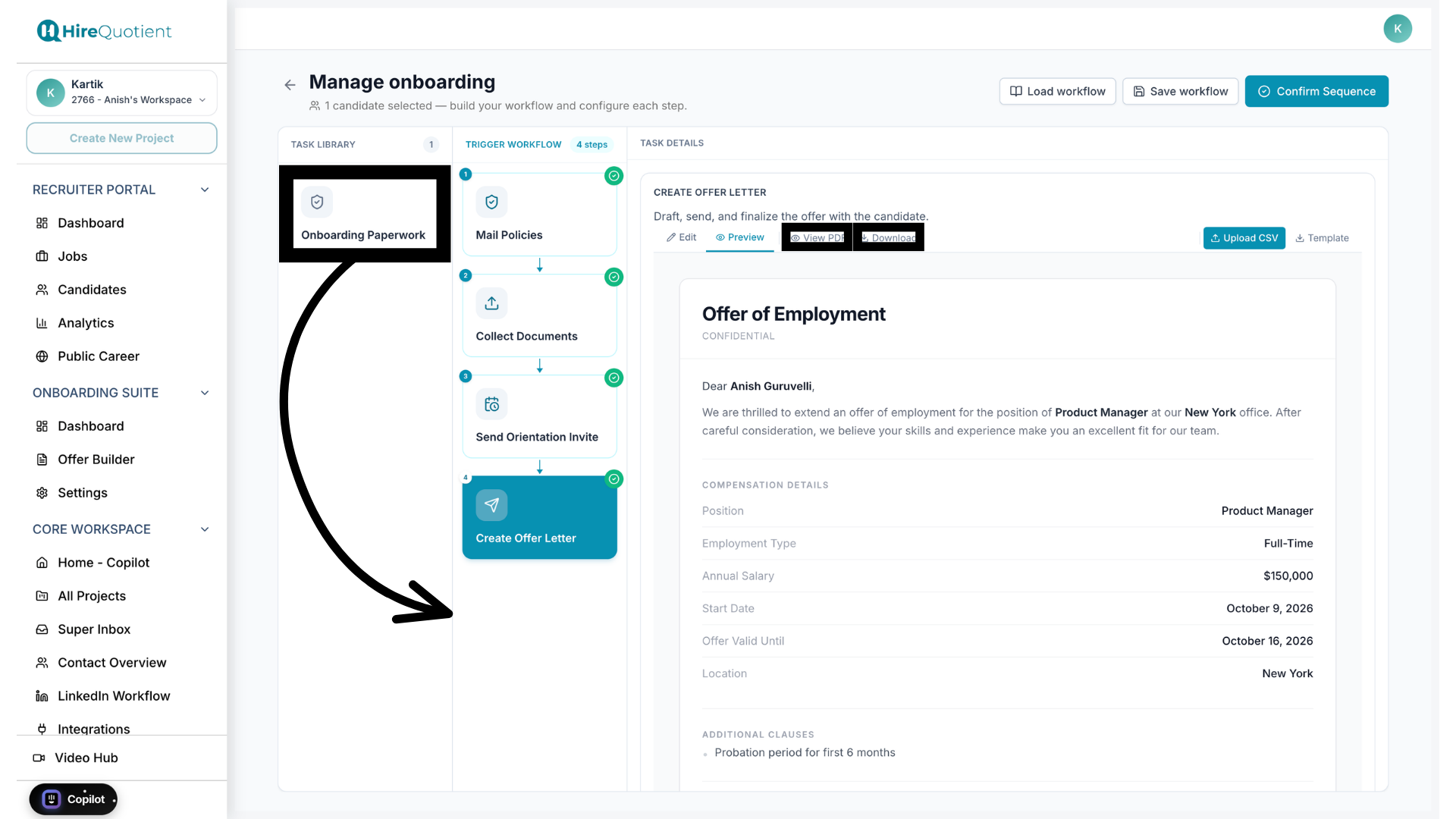 Preview and download the offer letter