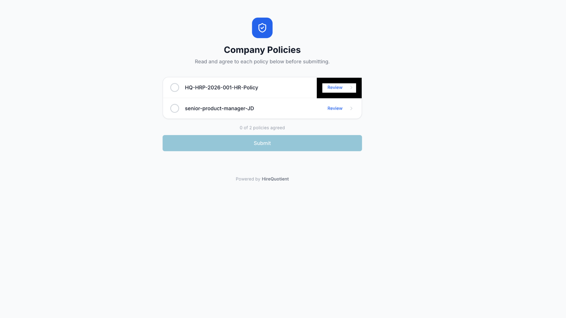 Company Policies page