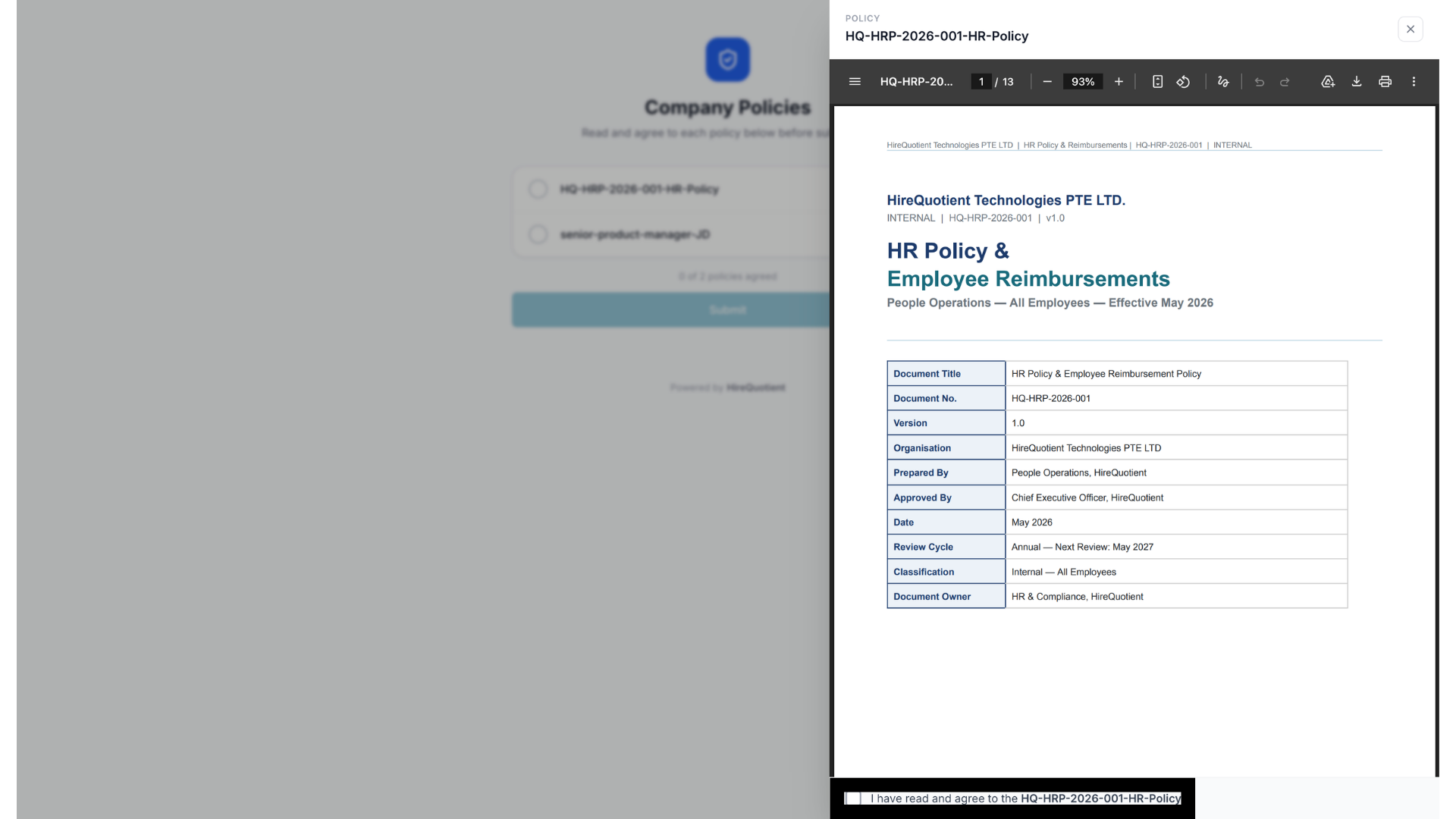 Review each policy document