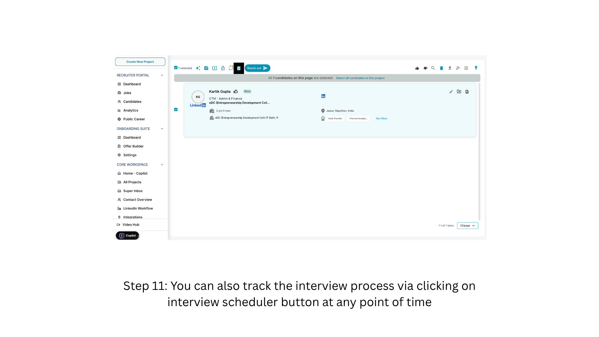 Reopen interview settings to check status later