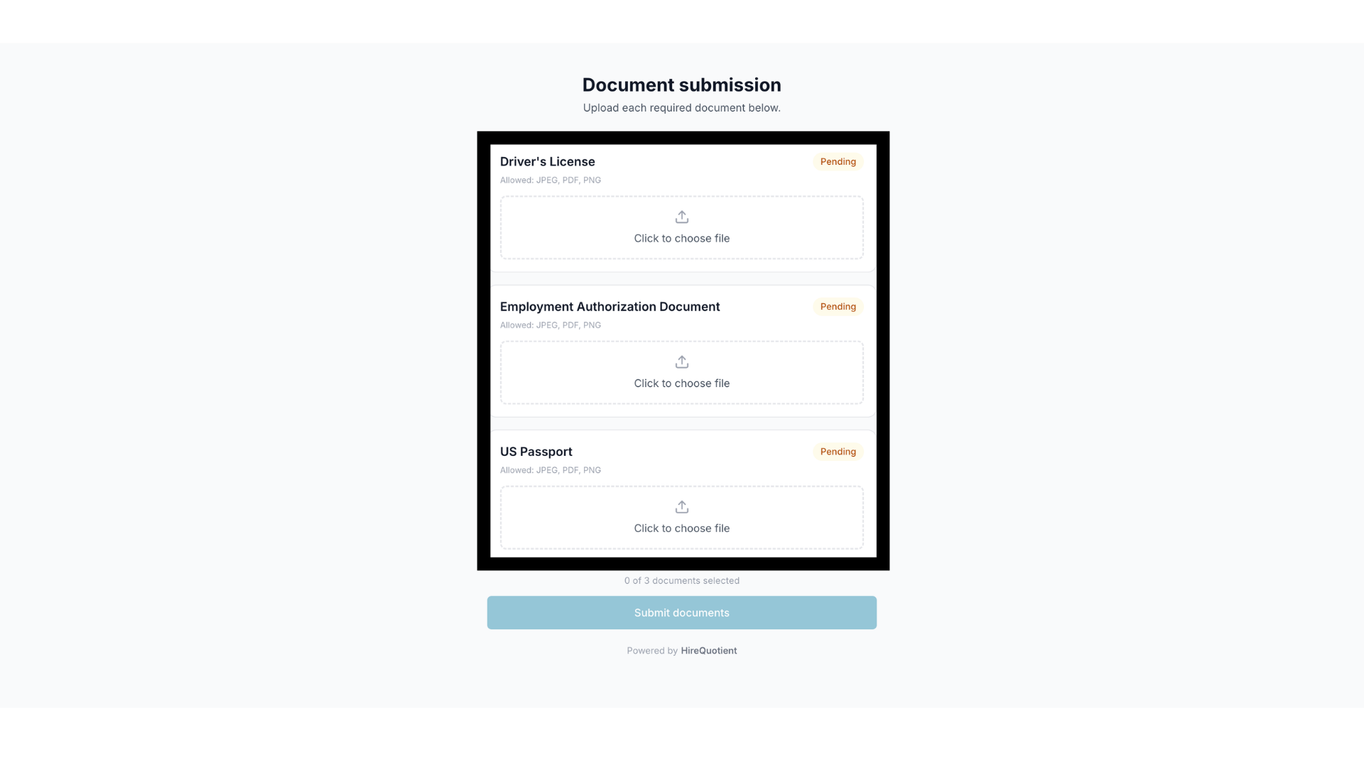 Document submission page