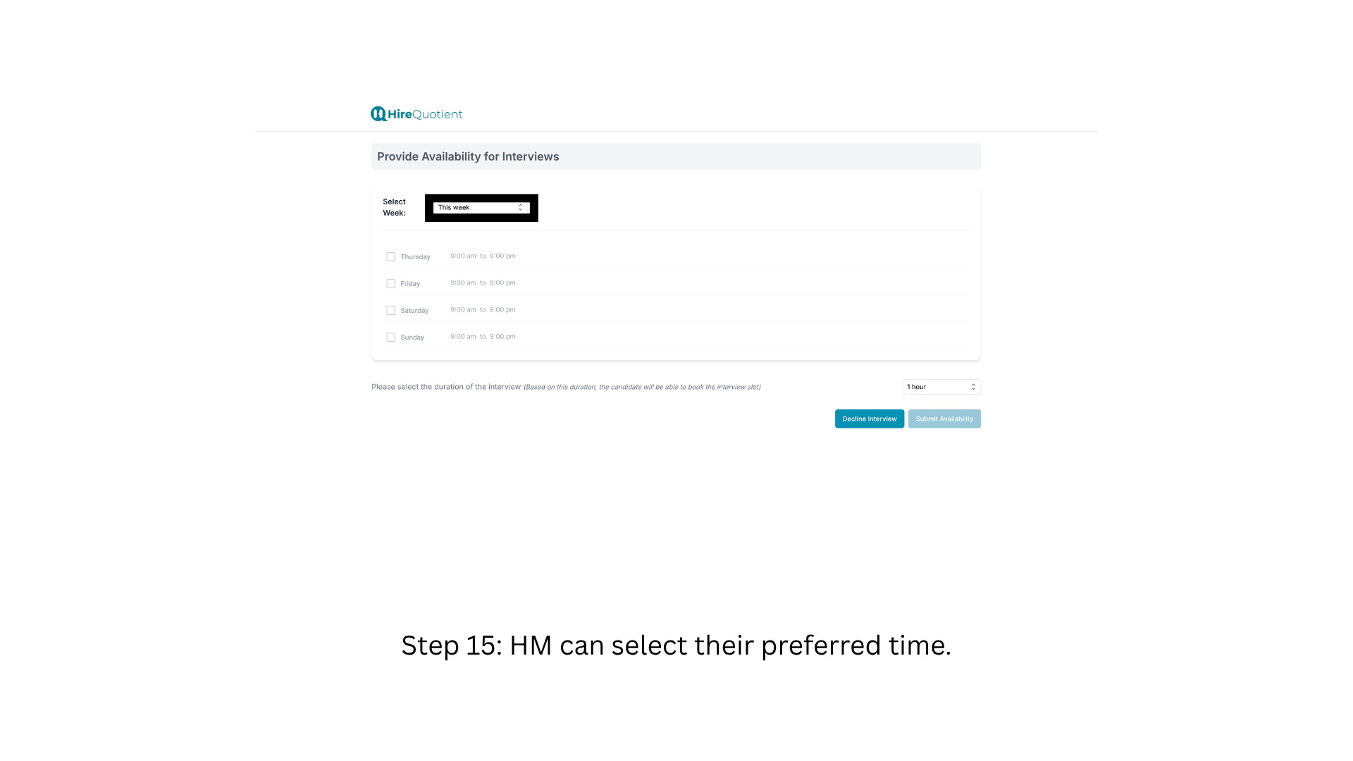 Open the Provide Availability for Interviews page