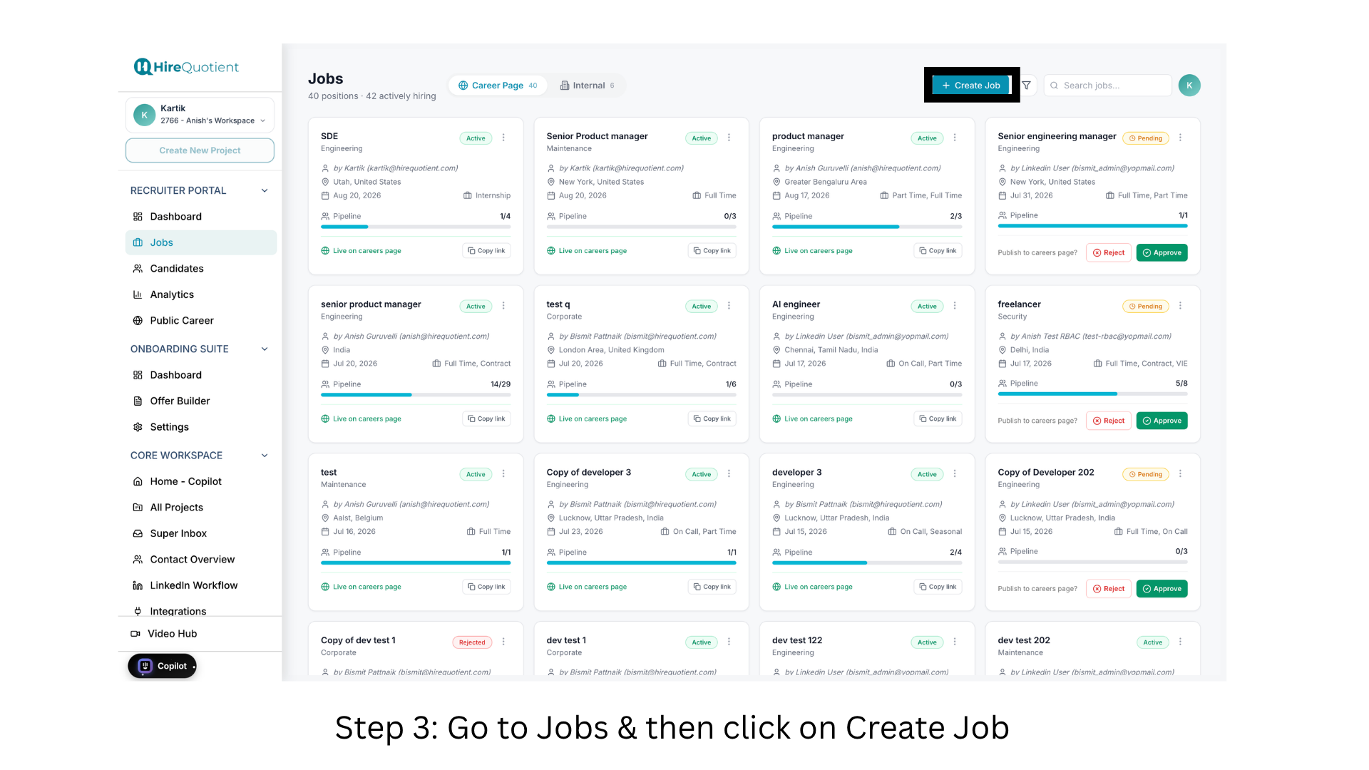 Open Jobs and start a new job