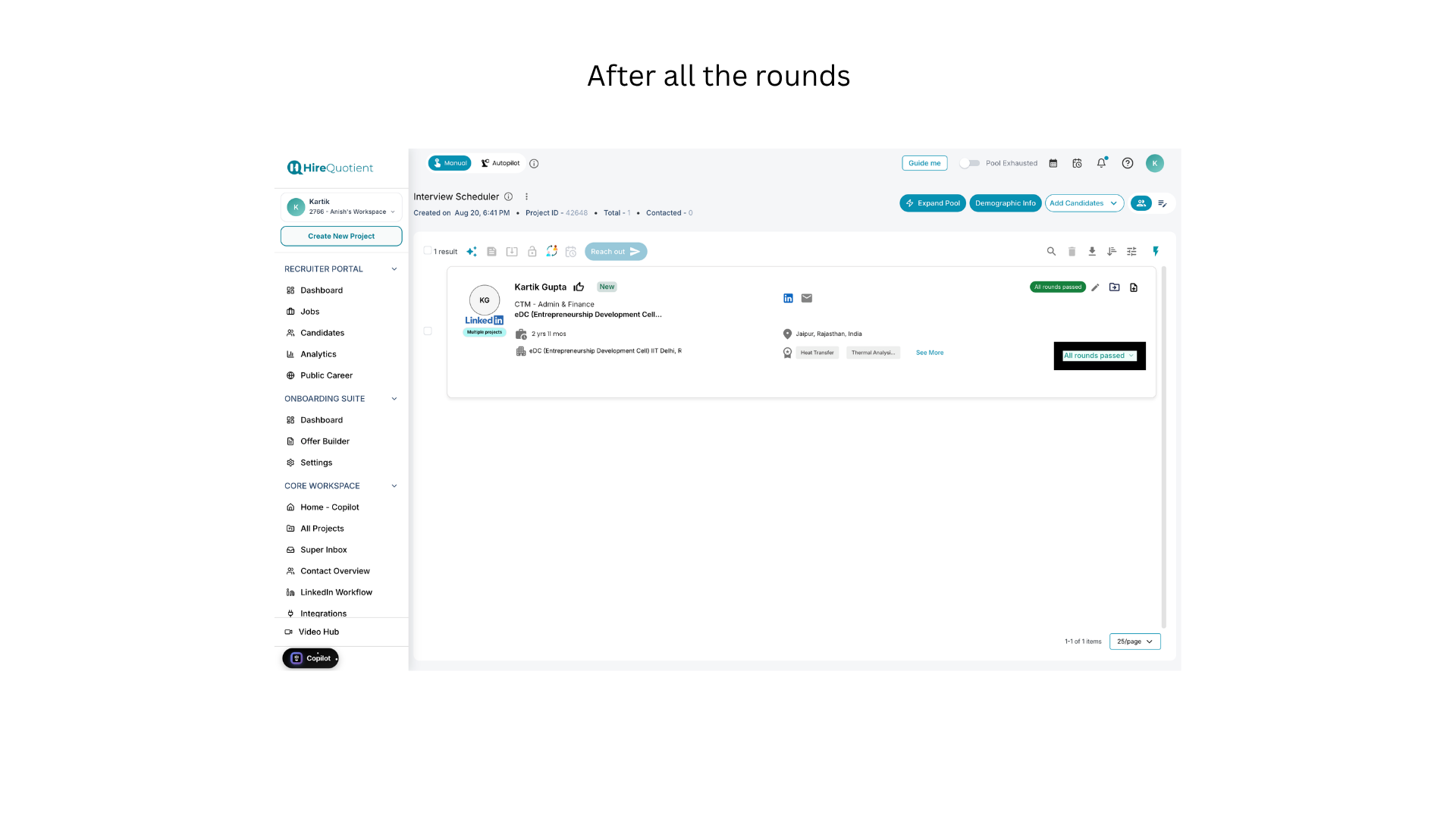 Find the candidate at the All Rounds Passed stage