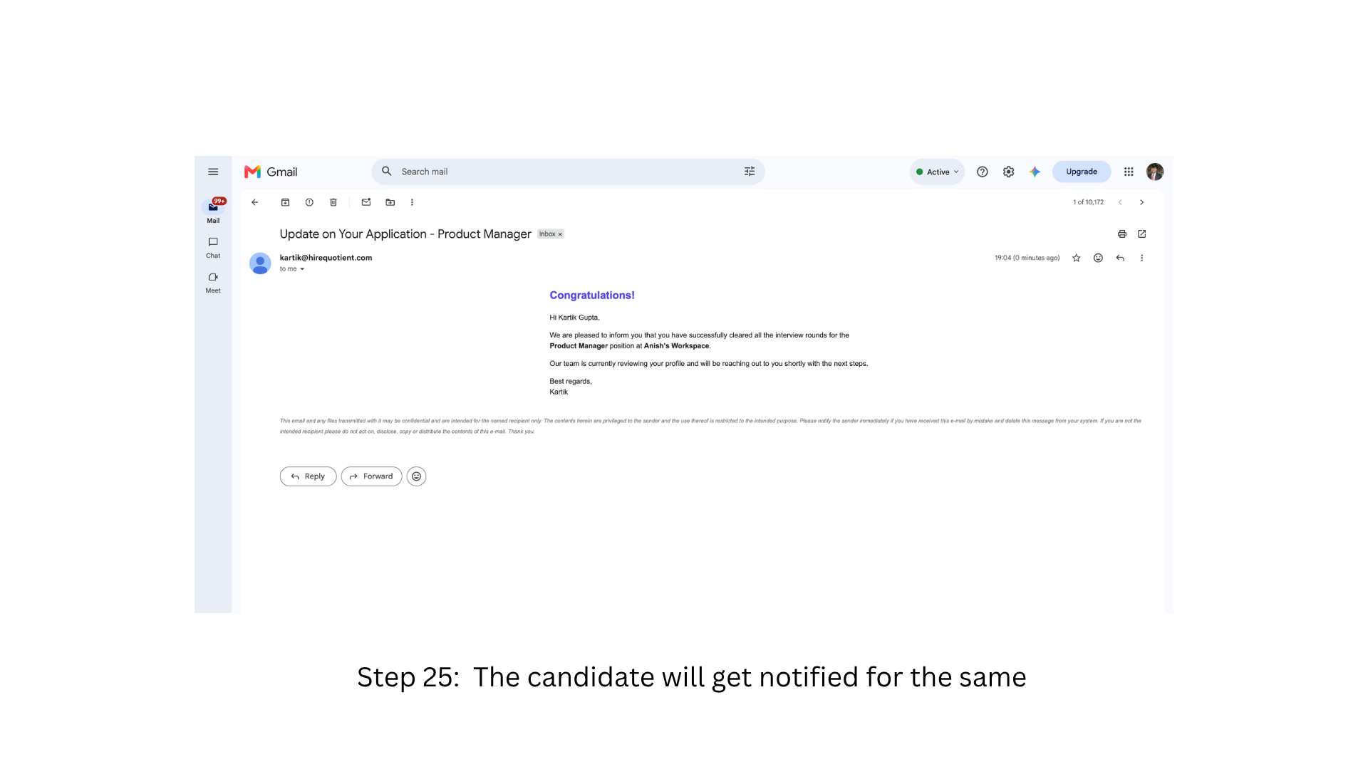 Candidate is notified that they cleared all rounds