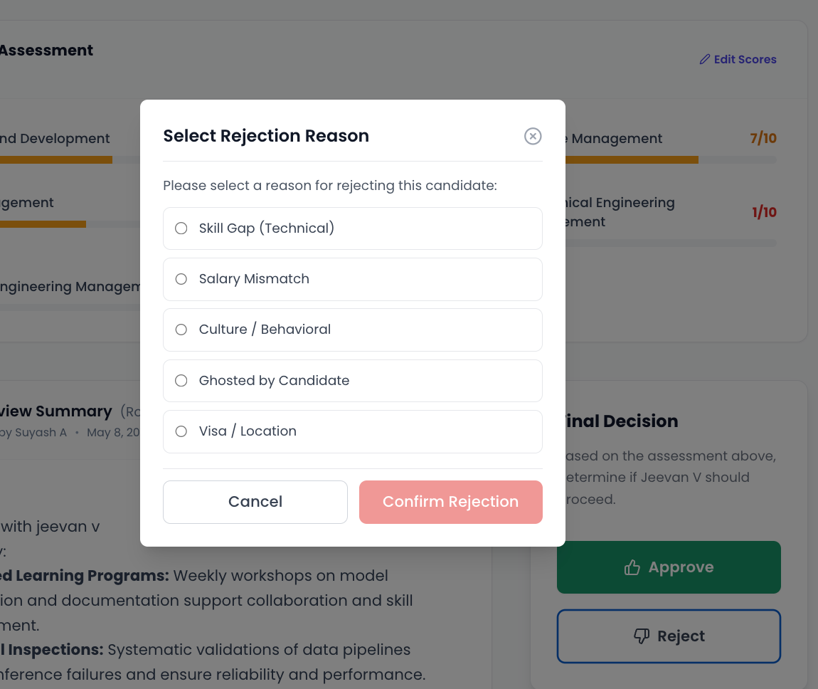 Rejecting asks for a reason
