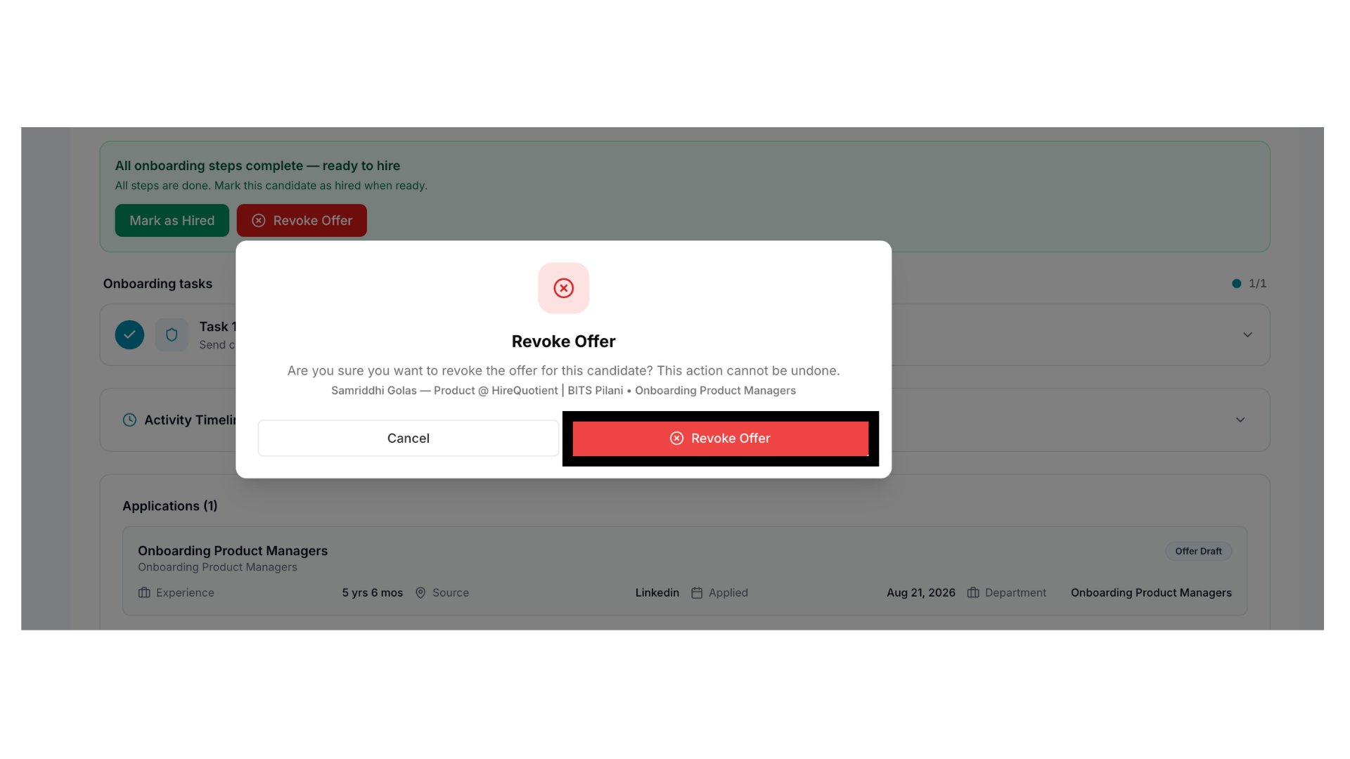 Confirm the revoke